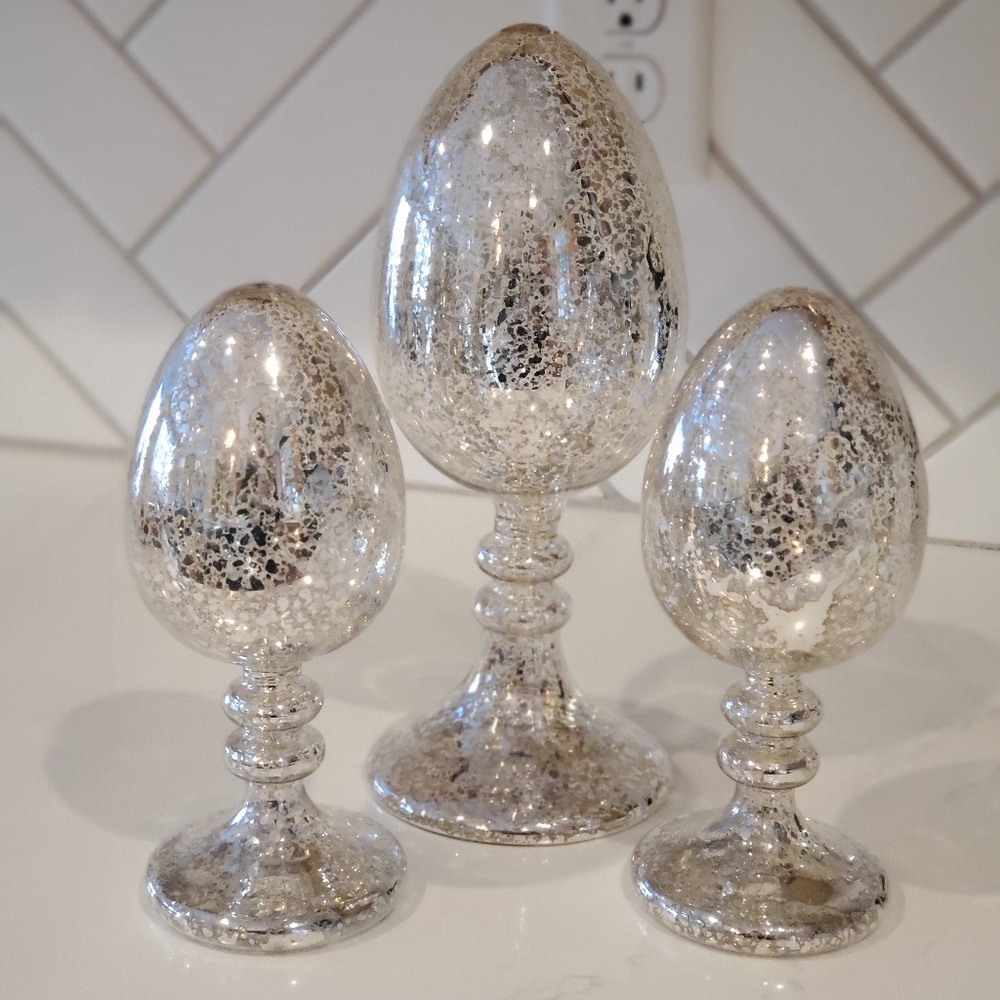 Pottery Barn Mercury Glass Egg Stand, one small - Picture 3 of 4